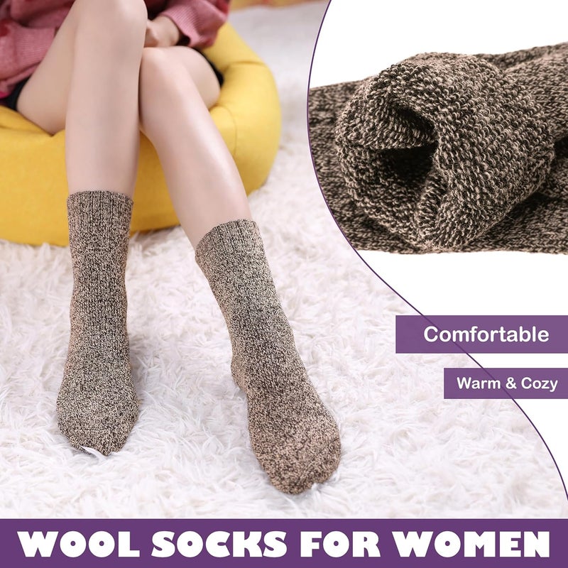 LINEMIN Wool Socks for Women Winter Warm Hiking Thick Warm Cozy Boot Crew Gift Socks 5 Pairs - Image 4